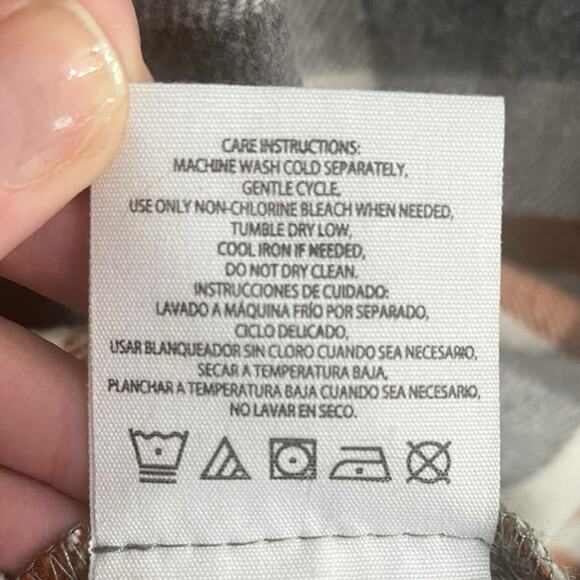 HFX Gray & Brown Plaid Shacket  Relaxed Fit Front Snap Closure Women's Size Med - Picture 11 of 13